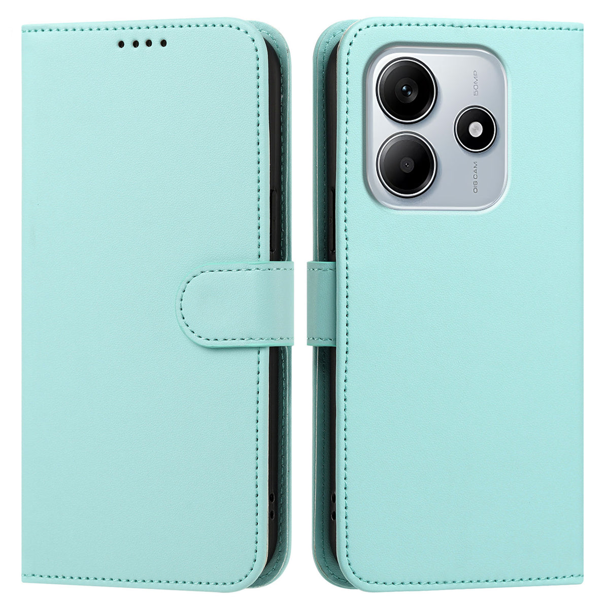 For Xiaomi Redmi Note 14 4G (163.25mm) Leather Case Wallet Stand Solid Color Anti Drop Phone Cover