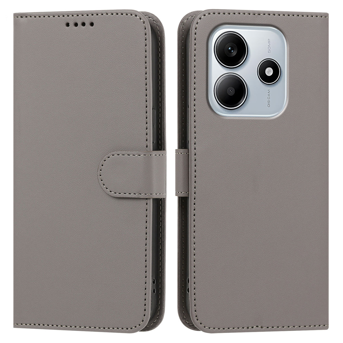 For Xiaomi Redmi Note 14 4G (163.25mm) Leather Case Wallet Stand Solid Color Anti Drop Phone Cover
