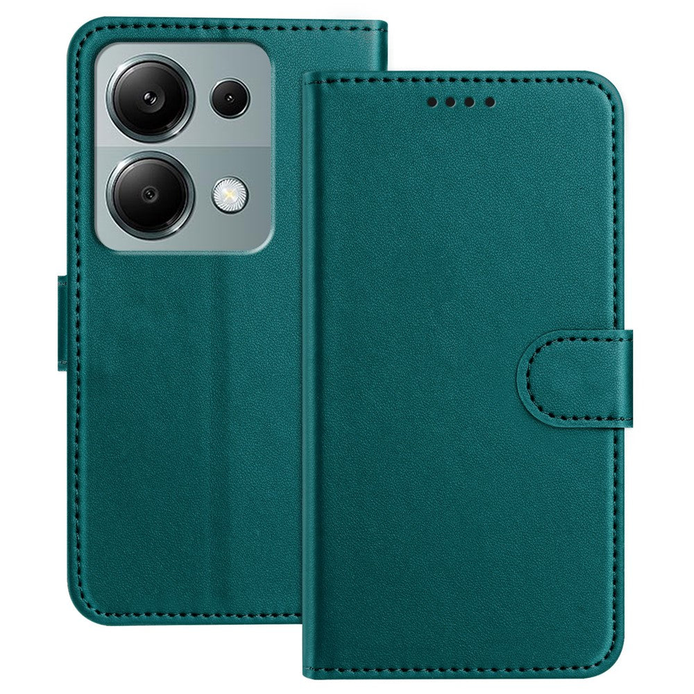 For Xiaomi Poco M6 Pro 4G / Xiaomi Redmi Note 13 Pro 4G Leather Case Wallet Stand Solid Color Anti Drop Phone Cover