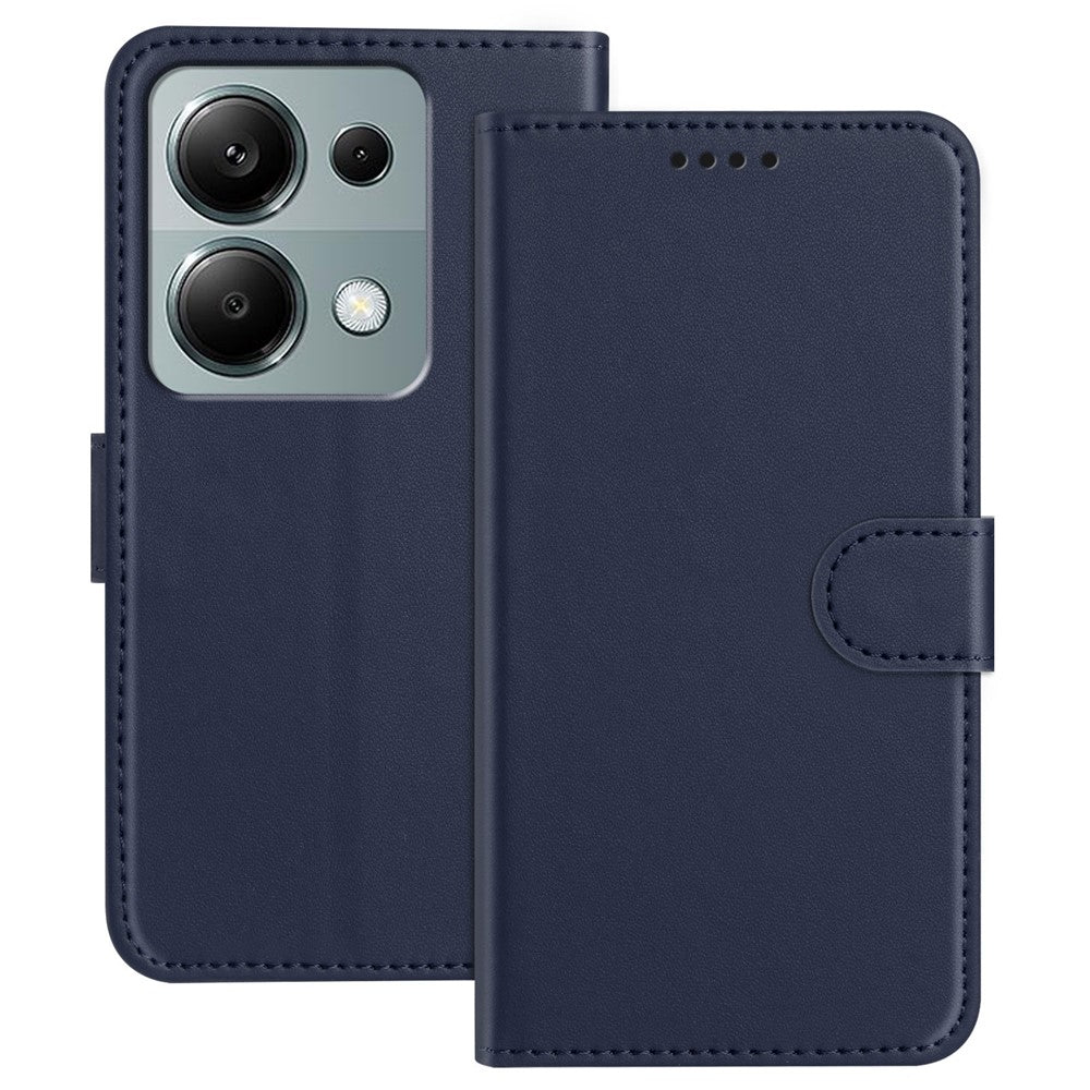 For Xiaomi Poco M6 Pro 4G / Xiaomi Redmi Note 13 Pro 4G Leather Case Wallet Stand Solid Color Anti Drop Phone Cover