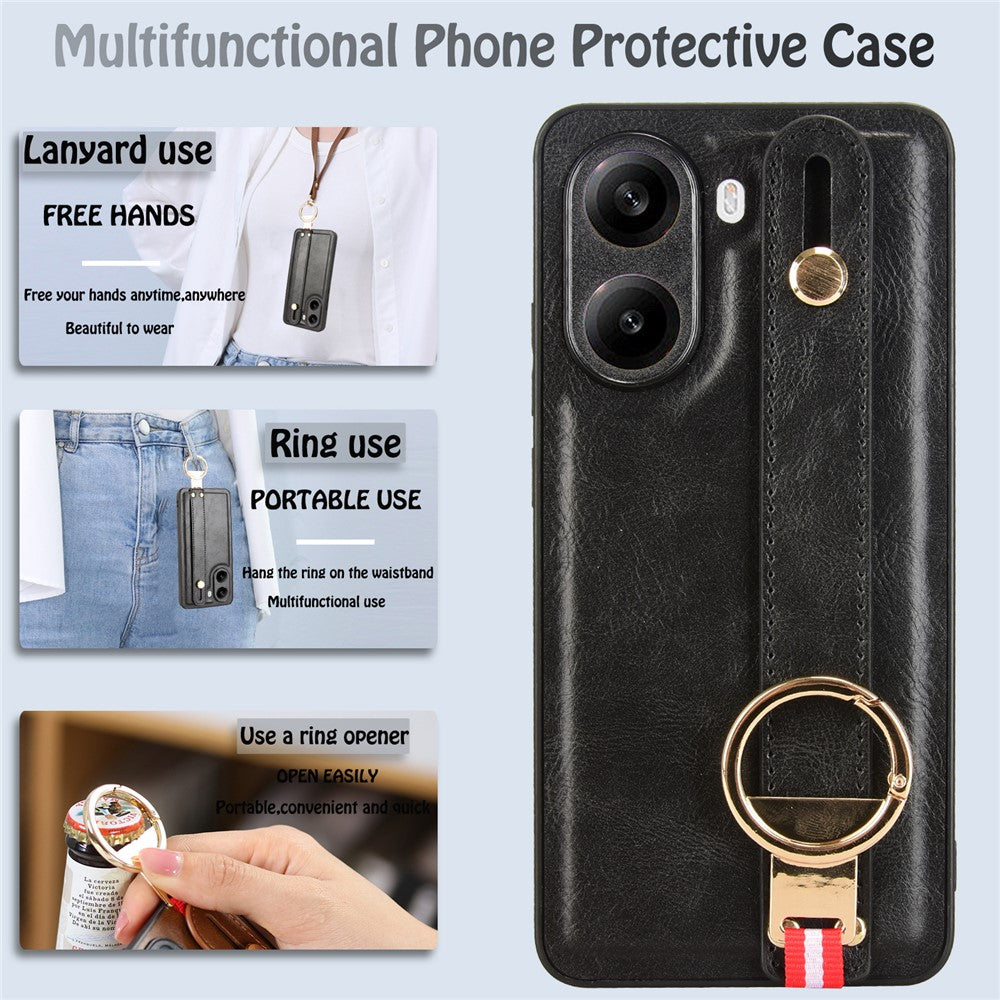 For Xiaomi Poco X7 Pro 5G Case Wristband Kickstand Leather+PC+TPU Phone Cover with Bottle Opener