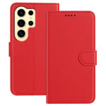 For Samsung Galaxy S24 Ultra Leather Case Wallet Stand Solid Color Anti Drop Phone Cover
