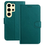 For Samsung Galaxy S24 Ultra Leather Case Wallet Stand Solid Color Anti Drop Phone Cover