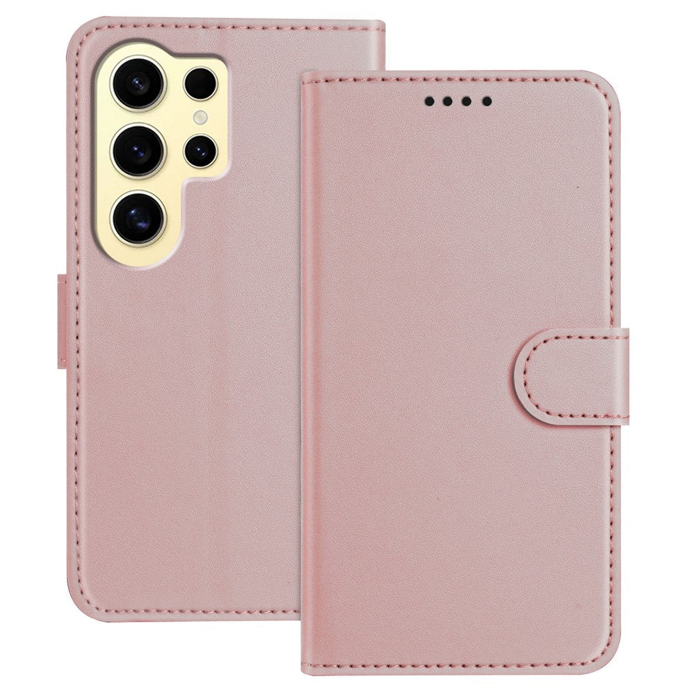 For Samsung Galaxy S24 Ultra Leather Case Wallet Stand Solid Color Anti Drop Phone Cover