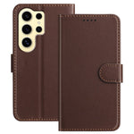 For Samsung Galaxy S24 Ultra Leather Case Wallet Stand Solid Color Anti Drop Phone Cover