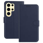 For Samsung Galaxy S24 Ultra Leather Case Wallet Stand Solid Color Anti Drop Phone Cover