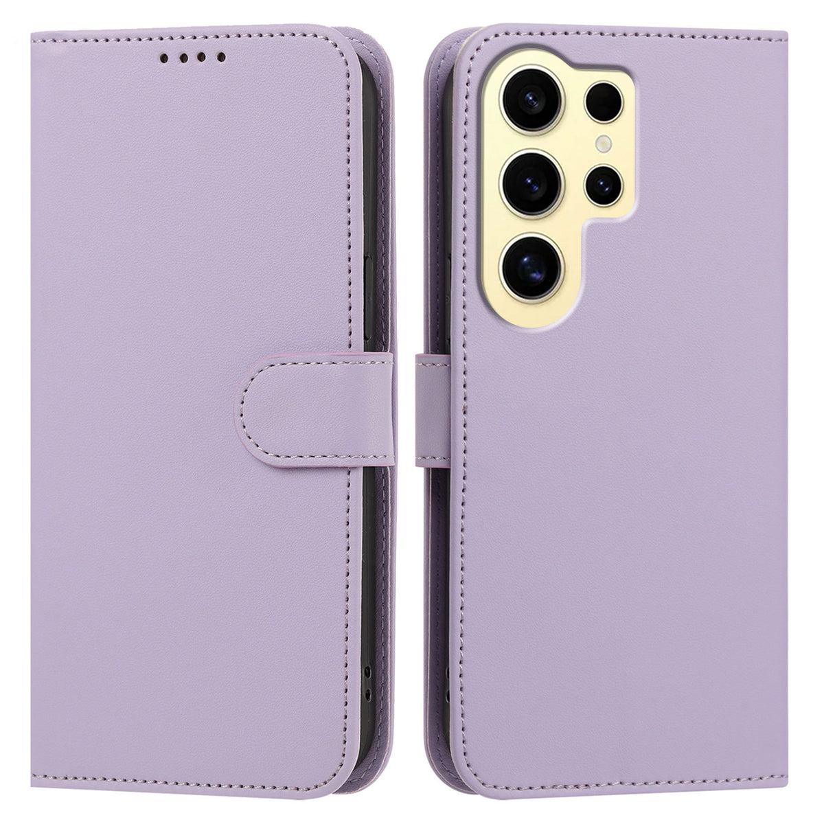 For Samsung Galaxy S24 Ultra Leather Case Wallet Stand Solid Color Anti Drop Phone Cover