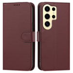 For Samsung Galaxy S24 Ultra Leather Case Wallet Stand Solid Color Anti Drop Phone Cover