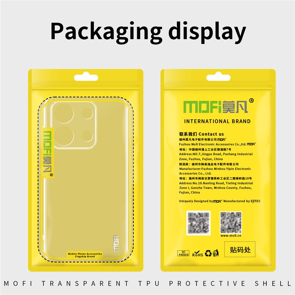 MOFI For Xiaomi Redmi Note 14S 4G Clear Phone Case  Ultra-Thin TPU Phone Back Cover