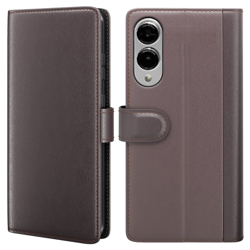 For Samsung Galaxy S25 Edge Case Genuine Split Leather Phone Cover with Wallet Stand