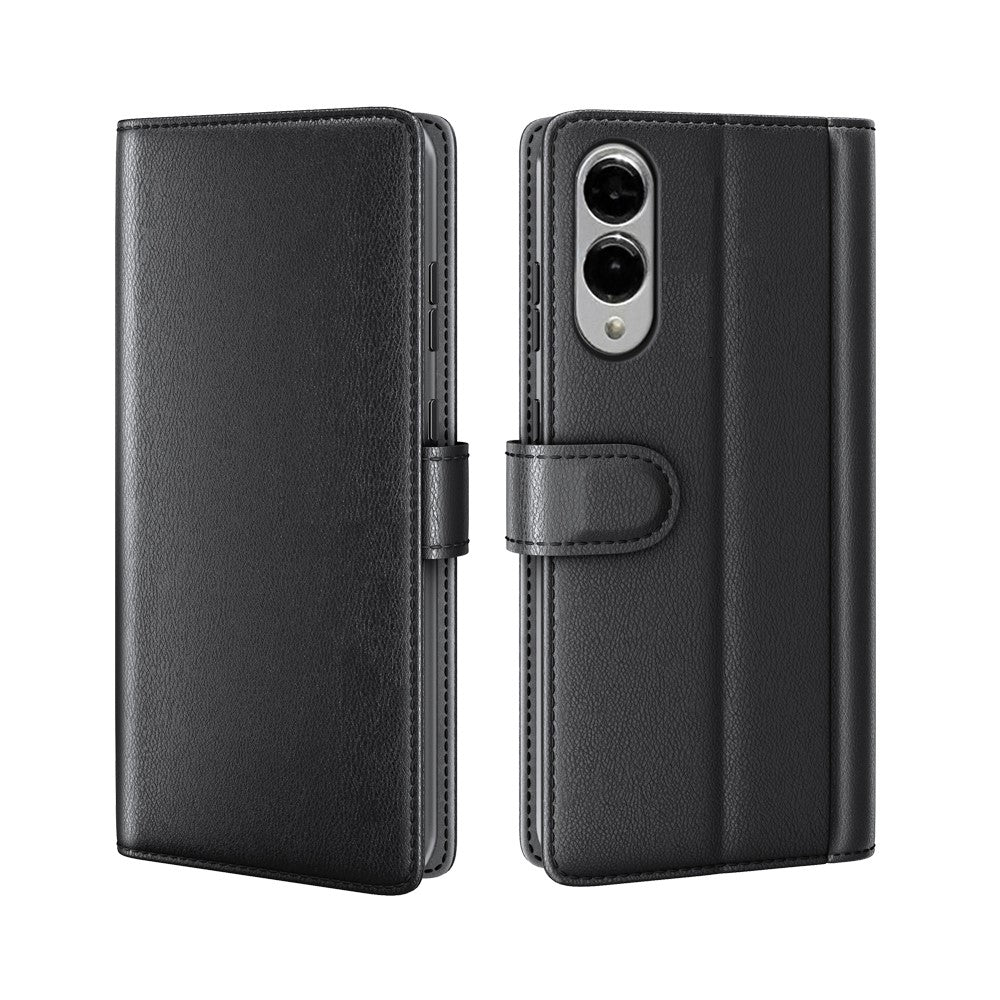 Skal i äkta splitterläder med plånboksfodral till Samsung Galaxy S25 Edge