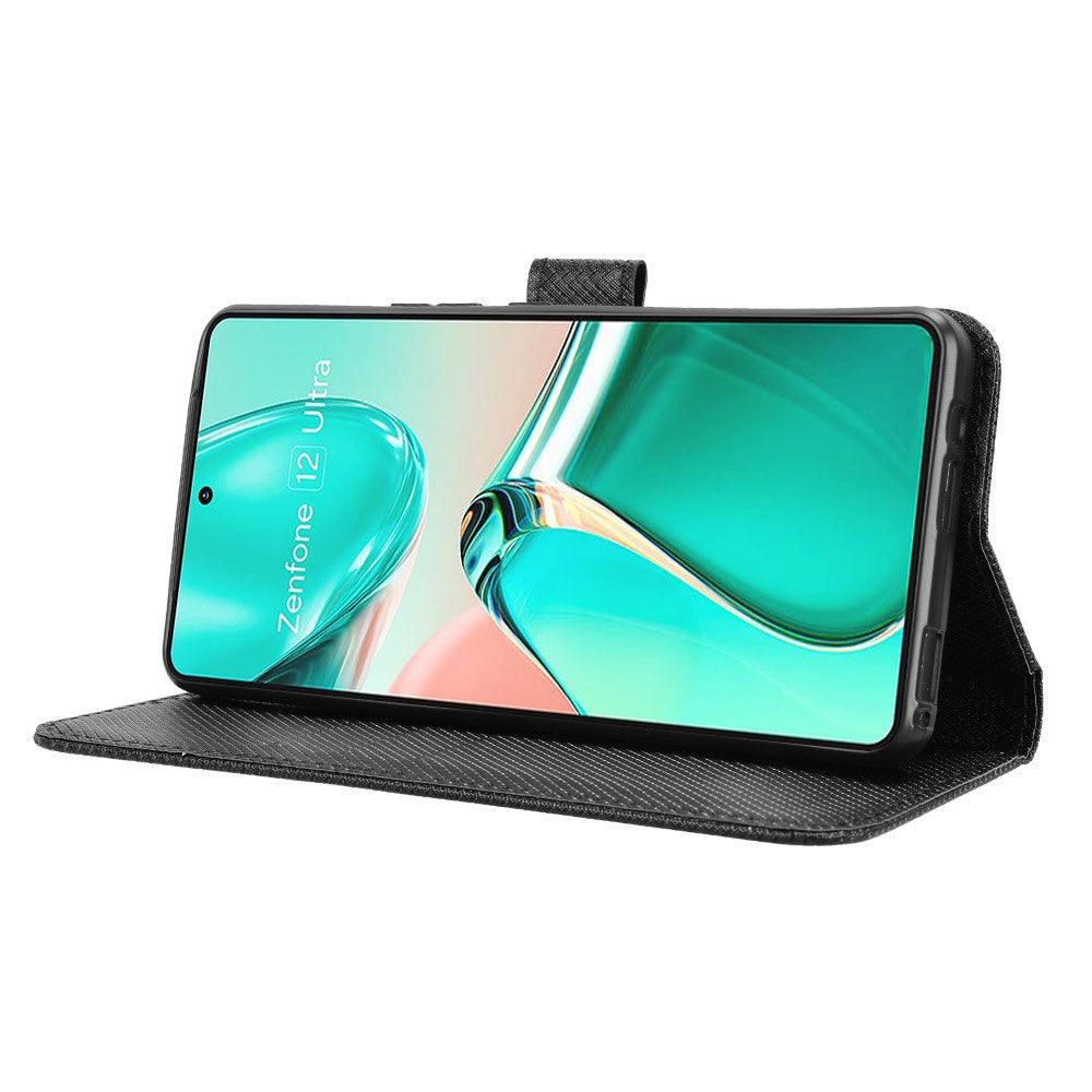 For Asus Zenfone 12 Ultra 5G Case PU Leather Diamond Texture Wallet Phone Cover