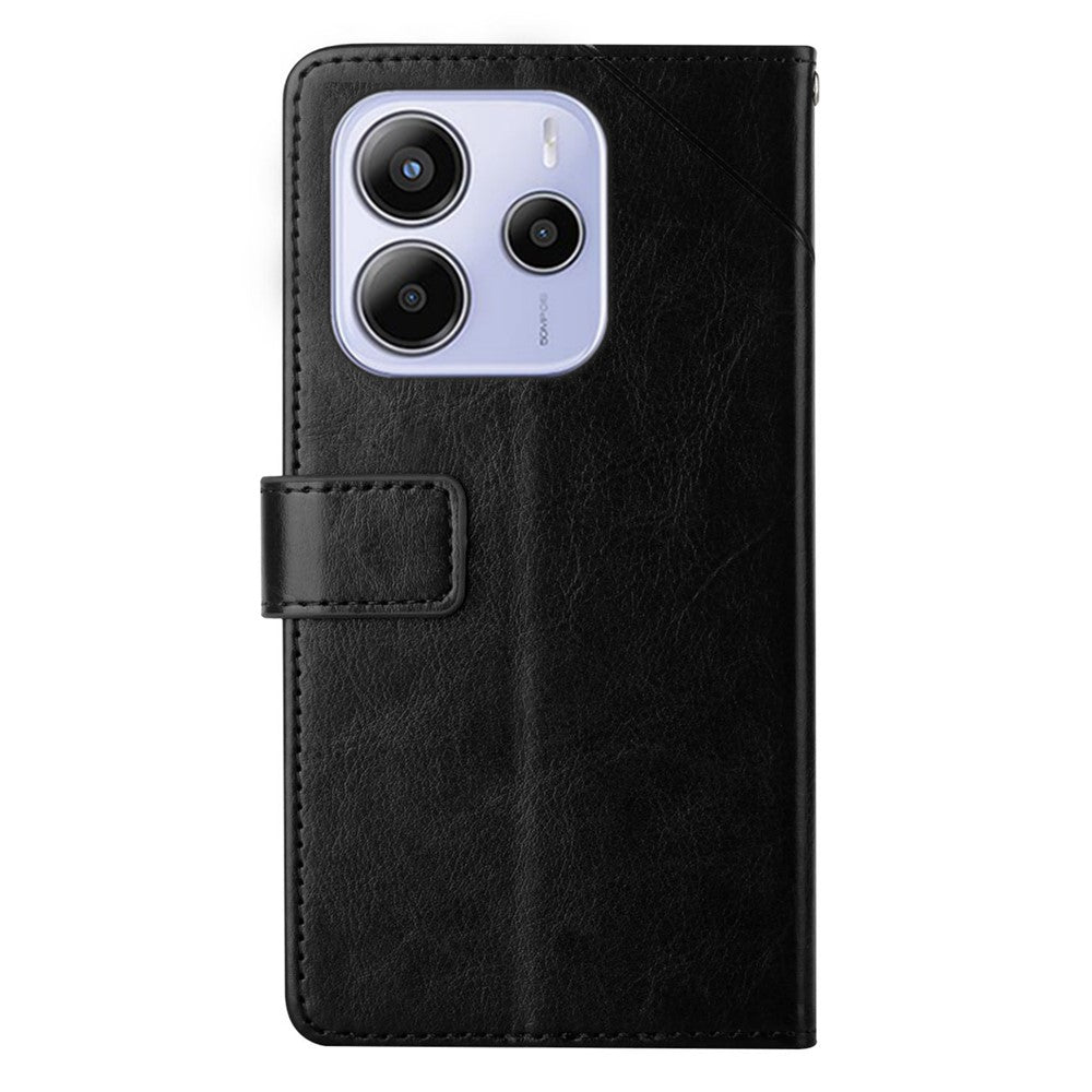 Xiaomi Redmi Note 14 4G (164,84 mm) fodral med handledsrem, Y-formade linjer, läderfodral med tryck