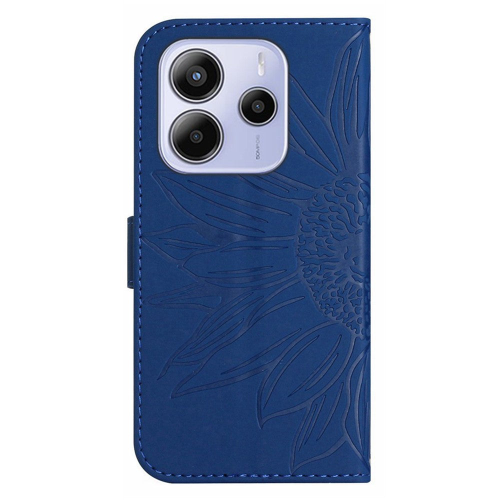 For Xiaomi Redmi Note 14 4G (164.84mm) Case Sunflower Imprint Leather Wallet Phone Cover with Wrist Strap