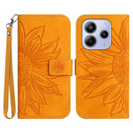 For Xiaomi Redmi Note 14 4G (164.84mm) Case Sunflower Imprint Leather Wallet Phone Cover with Wrist Strap