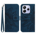 For Xiaomi Redmi Note 14 4G (164.84mm) Case Sunflower Imprint Leather Wallet Phone Cover with Wrist Strap