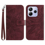 For Xiaomi Redmi Note 14 4G (164.84mm) Case Sunflower Imprint Leather Wallet Phone Cover with Wrist Strap