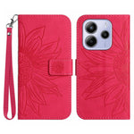 For Xiaomi Redmi Note 14 4G (164.84mm) Case Sunflower Imprint Leather Wallet Phone Cover with Wrist Strap