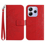 For Xiaomi Redmi Note 14 4G (164.84mm) Case Sunflower Imprint Leather Wallet Phone Cover with Wrist Strap