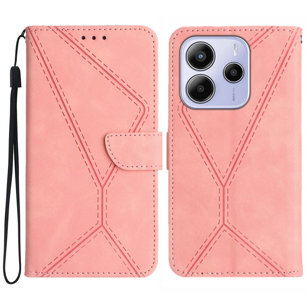 Xiaomi Redmi Note 14 4G (164.84mm) cover med Skin Touch Lines, præget PU-læder-flipcover