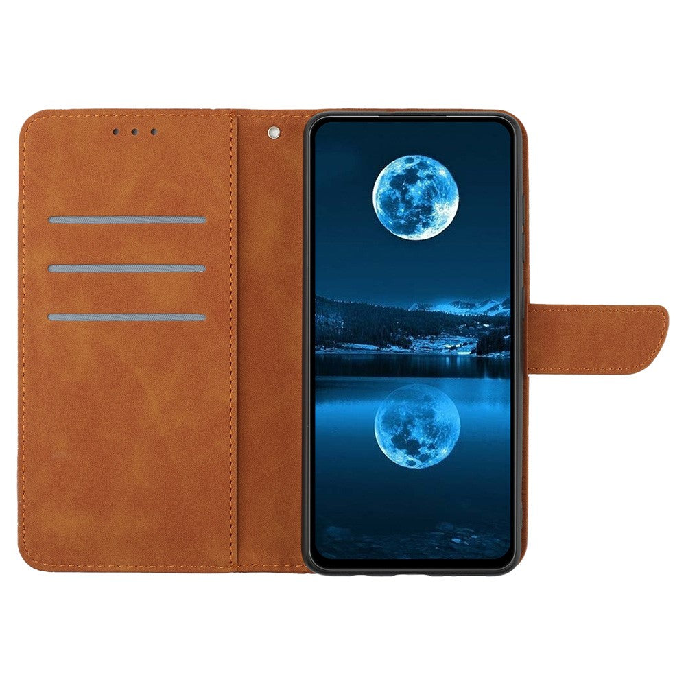 Xiaomi Redmi Note 14 4G (164.84mm) cover med Skin Touch Lines, præget PU-læder-flipcover