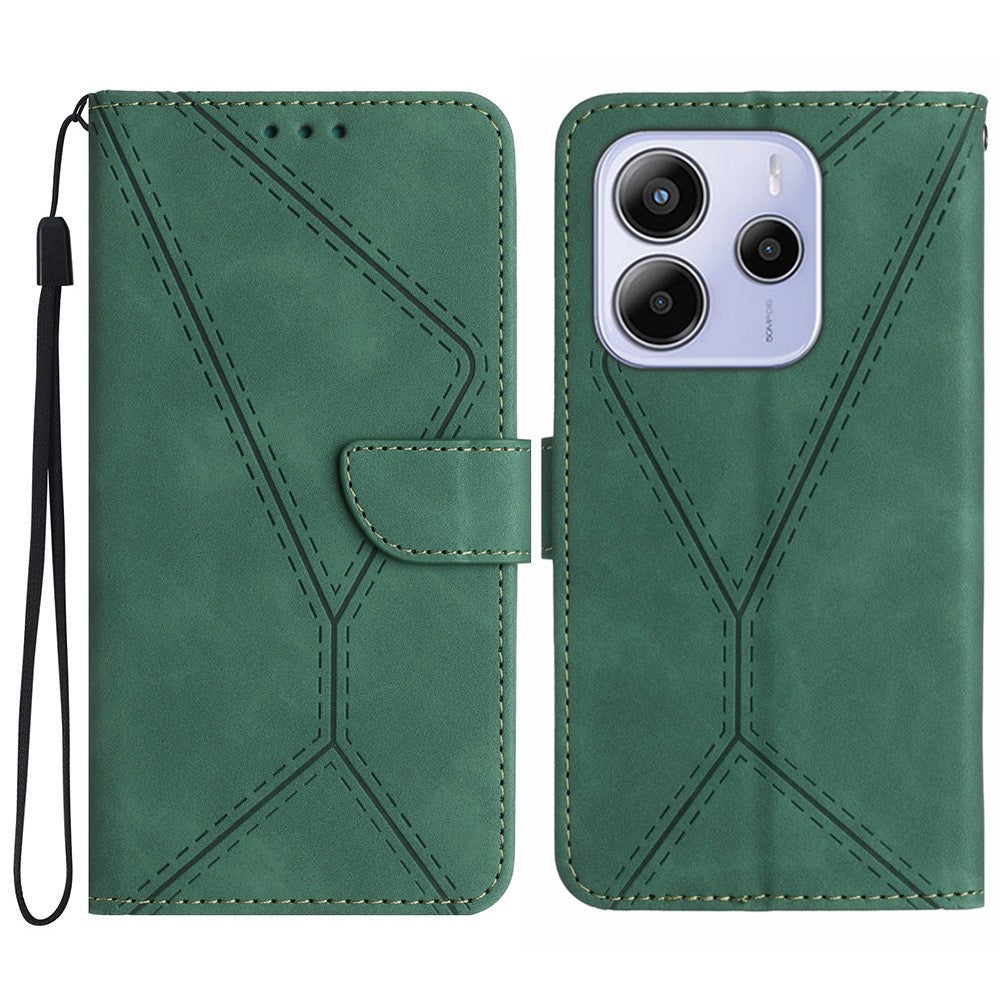 Xiaomi Redmi Note 14 4G (164.84mm) cover med Skin Touch Lines, præget PU-læder-flipcover