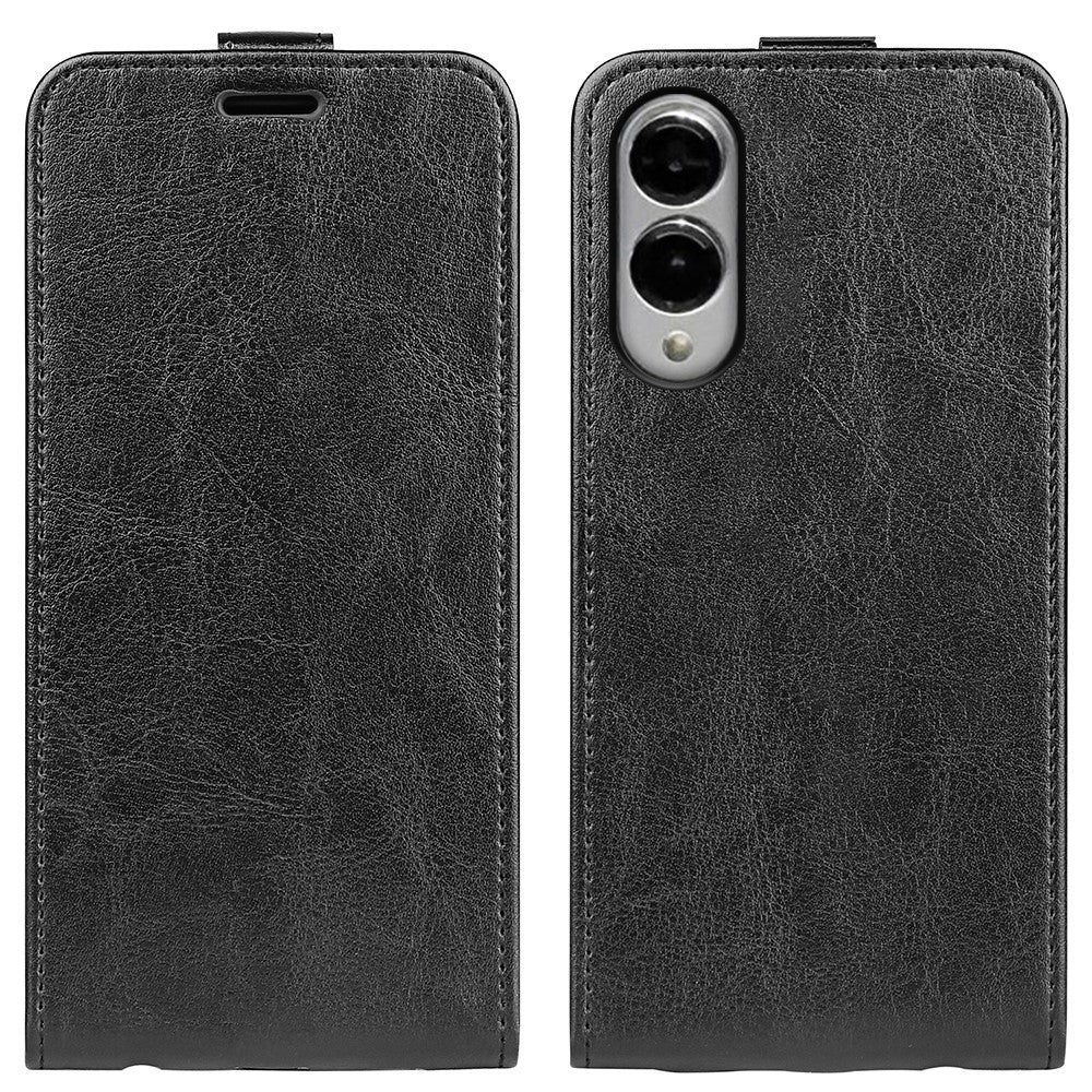 Samsung Galaxy S25 Edge-skal med kortfack, vertikalt fällbart läderfodral