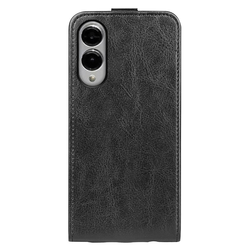 Samsung Galaxy S25 Edge-skal med kortfack, vertikalt fällbart läderfodral