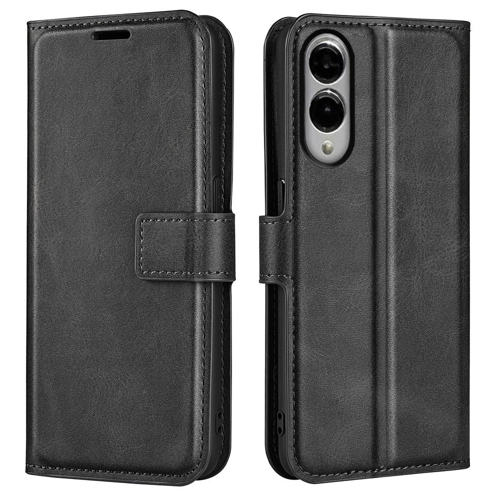 Til Samsung Galaxy S25 Edge Stand Cover Ridsefri Kalvetekstur Læder Telefoncover