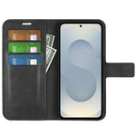 Til Samsung Galaxy S25 Edge Stand Cover Ridsefri Kalvetekstur Læder Telefoncover