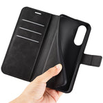 Til Samsung Galaxy S25 Edge Stand Cover Ridsefri Kalvetekstur Læder Telefoncover