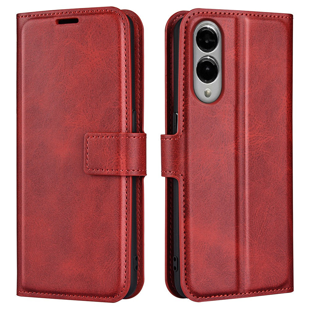 Til Samsung Galaxy S25 Edge Stand Cover Ridsefri Kalvetekstur Læder Telefoncover