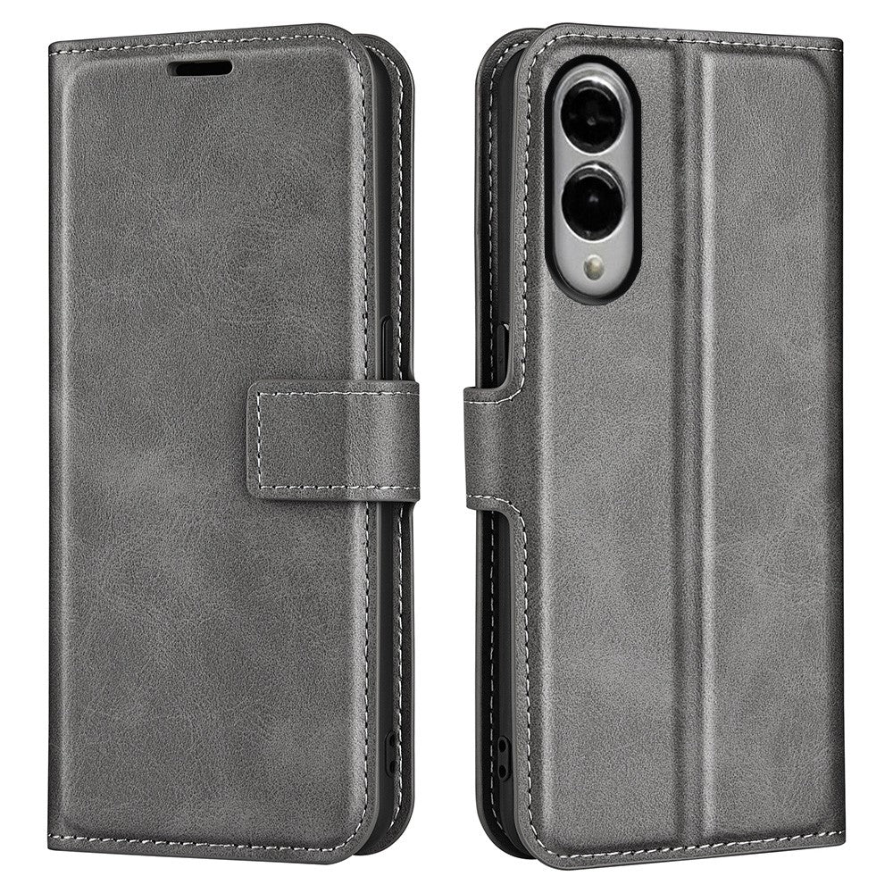 Til Samsung Galaxy S25 Edge Stand Cover Ridsefri Kalvetekstur Læder Telefoncover