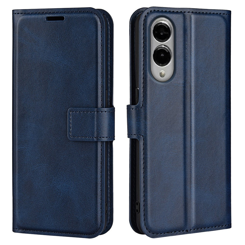 Til Samsung Galaxy S25 Edge Stand Cover Ridsefri Kalvetekstur Læder Telefoncover