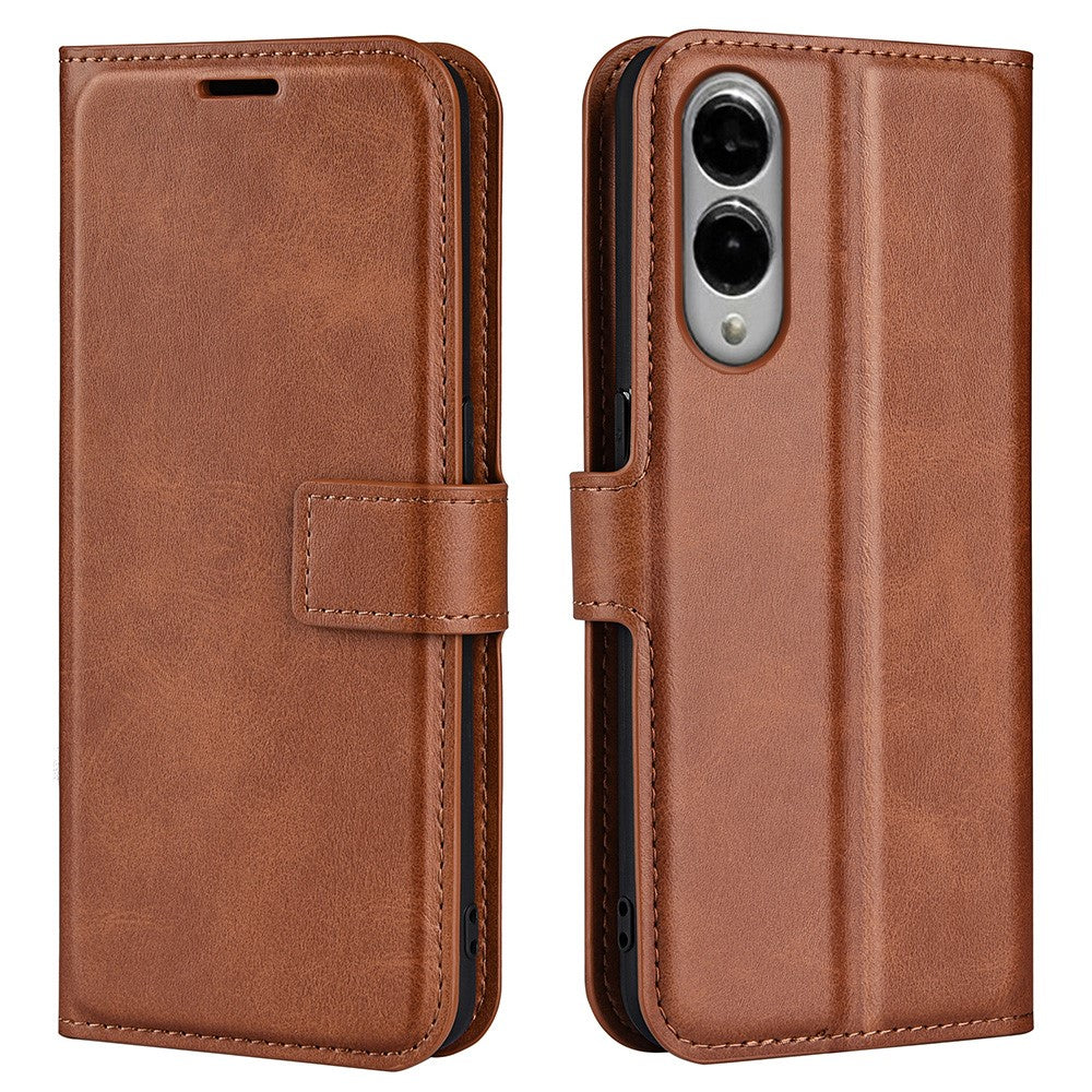 Til Samsung Galaxy S25 Edge Stand Cover Ridsefri Kalvetekstur Læder Telefoncover
