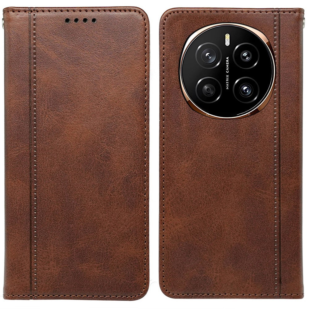 For Honor Magic7 Pro 5G Case Hidden Magnetic Closure Calf Texture Leather Phone Cover