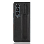 For Samsung Galaxy Z Fold4 5G Retro Texture PU Leather + Hard PC Shell Shockproof Anti-Scratch Phone Cover with Pen Holder