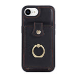 For iPhone 17th / 16th Case Card Holder Ring Kickstand TPU + PU Leather Phone Cover with Long Strap
