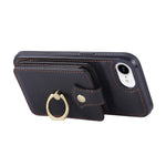 For iPhone 17th / 16th Case Card Holder Ring Kickstand TPU + PU Leather Phone Cover with Long Strap