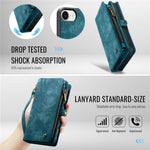 CASEME For iPhone 17e / 16e Phone Cases  008 Leather Cover with Detachable Wallet and Strap