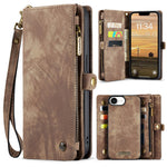 CASEME For iPhone 17e / 16e Phone Cases  008 Leather Cover with Detachable Wallet and Strap