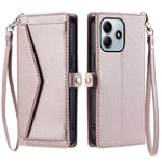For Xiaomi Redmi Note 14 4G (164.84mm) Leather Case with Wrist Strap Wallet Stand Phone Cover