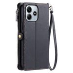 For Xiaomi Redmi Note 14 4G (164.84mm) Case TPU + PU Leather Wallet Phone Cover with Wrist Strap