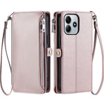 For Xiaomi Redmi Note 14 4G (164.84mm) Case TPU + PU Leather Wallet Phone Cover with Wrist Strap