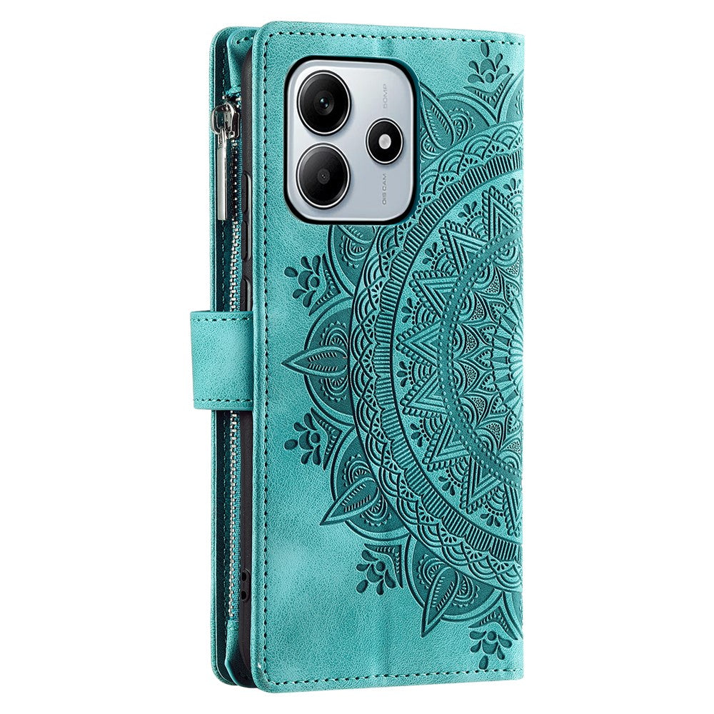 Style 006 For Xiaomi Redmi Note 14 4G (164.84mm) Wallet Case PU Leather Phone Cover Mandala Flower Pattern
