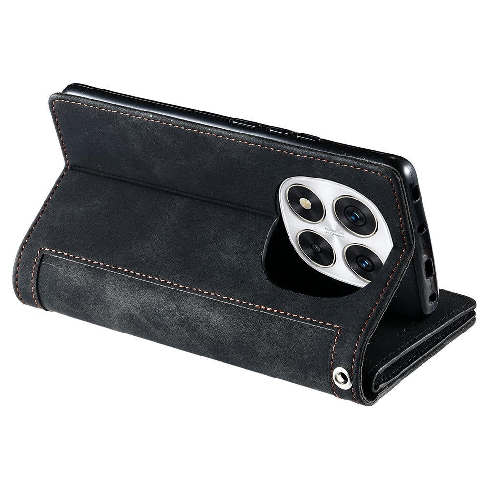 For Xiaomi Redmi Note 14 4G (164.84mm) Case PU Leather Phone Cover with Zipper Wallet 9 Card Slots