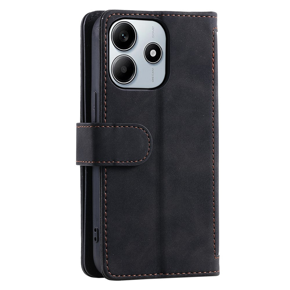 For Xiaomi Redmi Note 14 4G (164.84mm) Case PU Leather Phone Cover with Zipper Wallet 9 Card Slots