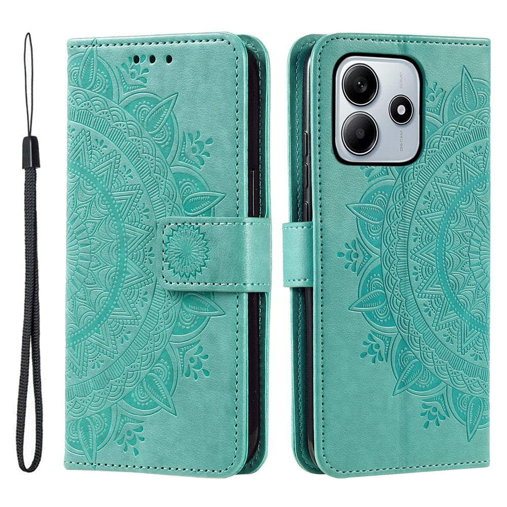 For Xiaomi Redmi Note 14 4G (164.84mm) Stand Case Imprinted Totem PU Leather Wallet Phone Cover