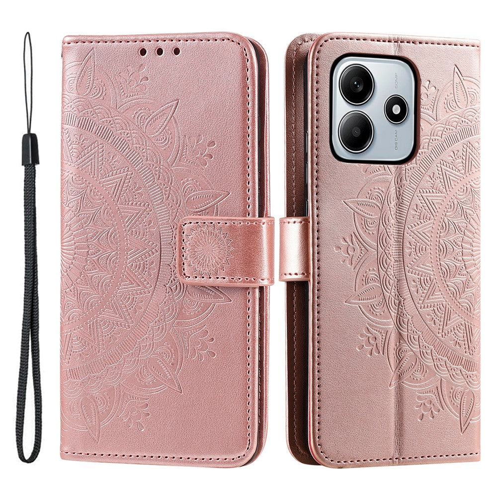 Xiaomi Redmi Note 14 4G (164,84 mm) stativfodral med tryckt totemmönster i PU-läder, plånboksfodral