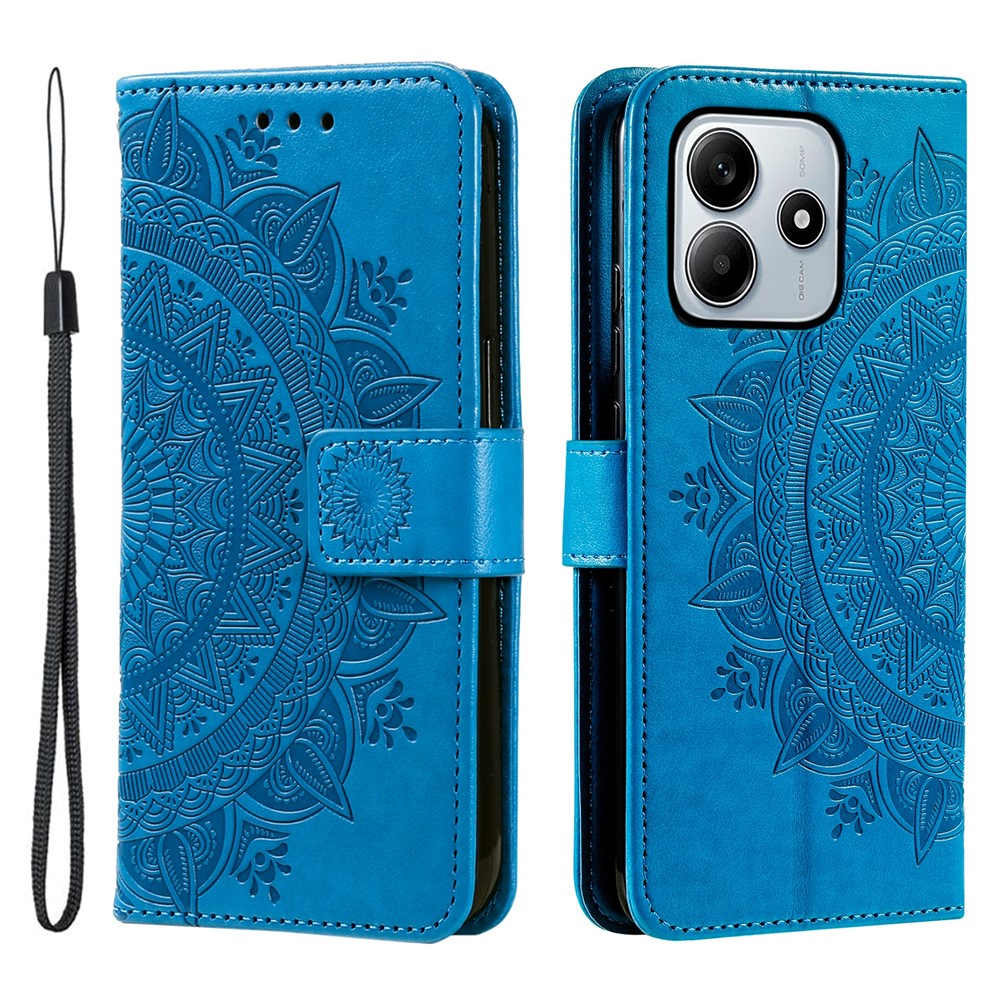Xiaomi Redmi Note 14 4G (164,84 mm) stativfodral med tryckt totemmönster i PU-läder, plånboksfodral